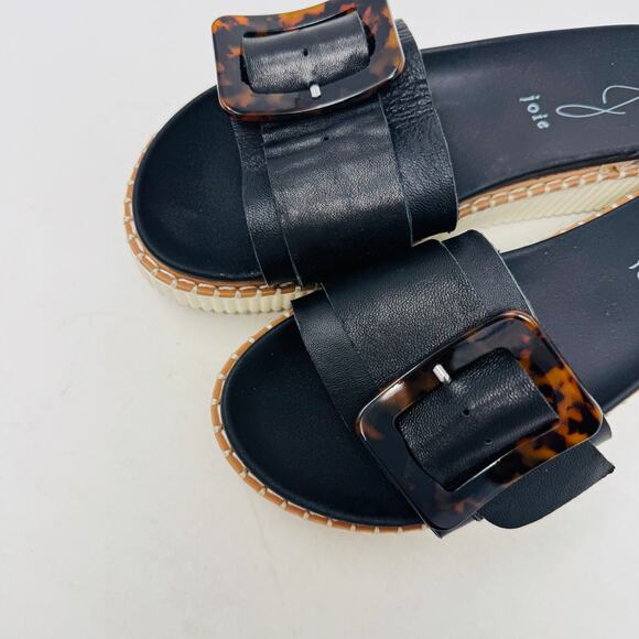 Joie Lyla Black Leather Slide Sandals Platform Buckle Detail Size 7.5 - Picture 2 of 11